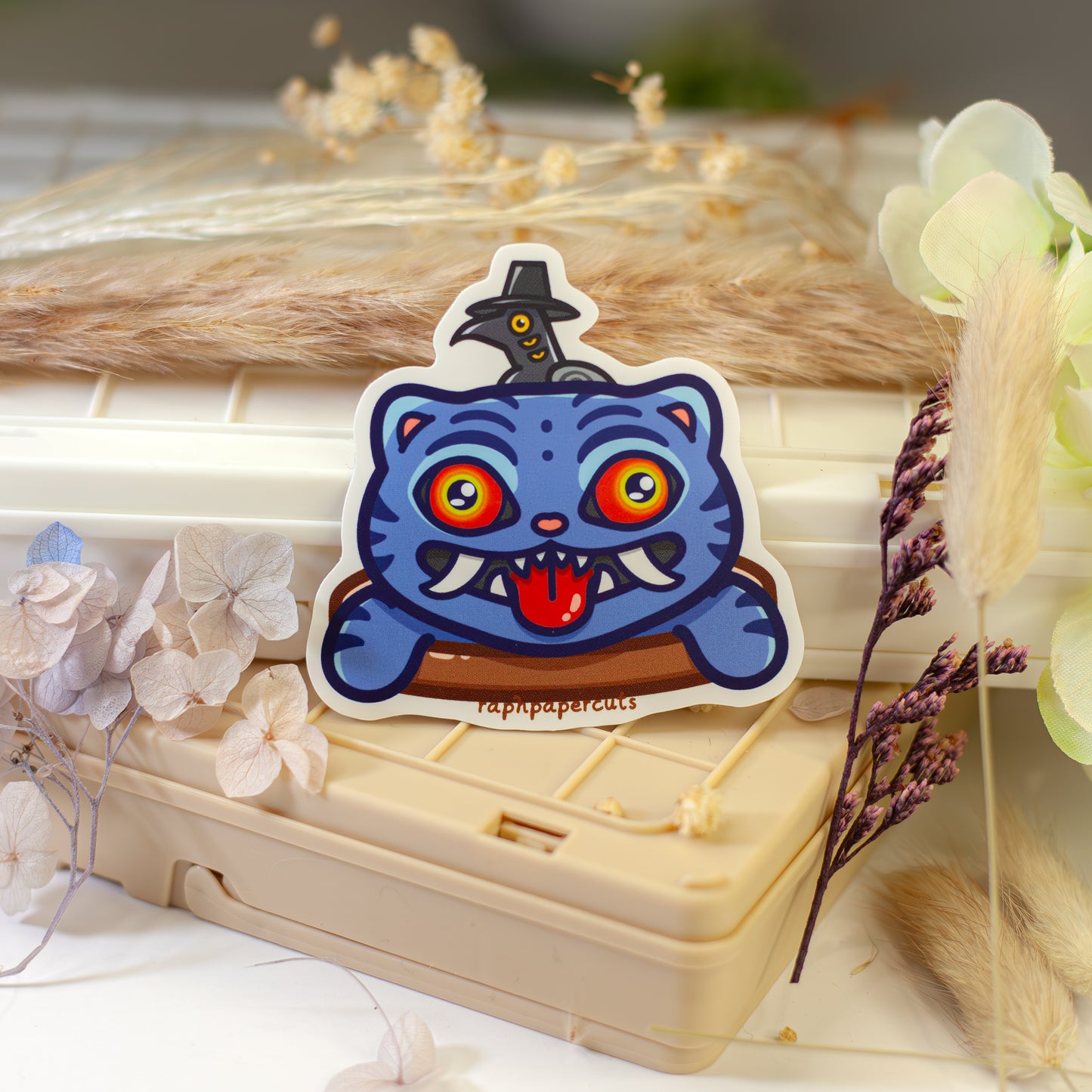 Cat and Bird Sticker